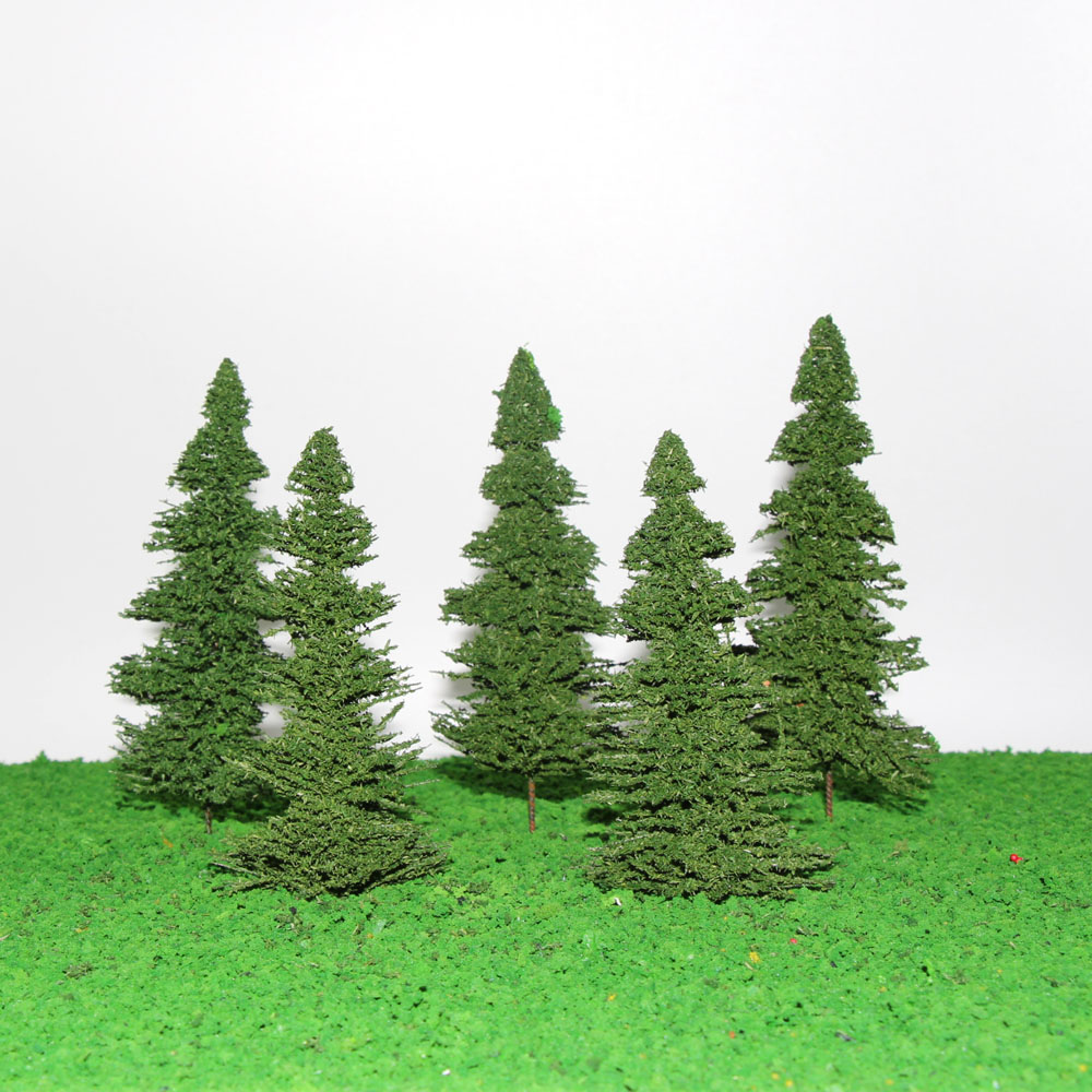 10pcs 15cm Model Train 1:75 Pine Trees Iron Wire Railroad Layout OO HO